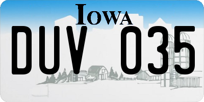 IA license plate DUV035