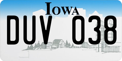 IA license plate DUV038