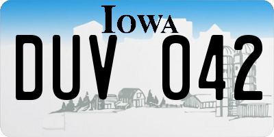 IA license plate DUV042