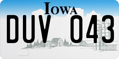IA license plate DUV043