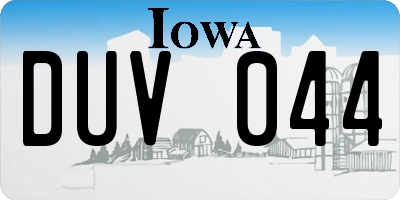 IA license plate DUV044