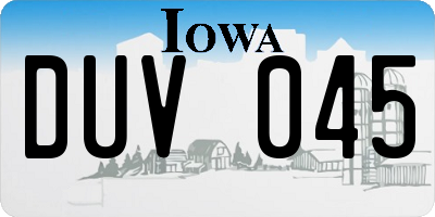 IA license plate DUV045