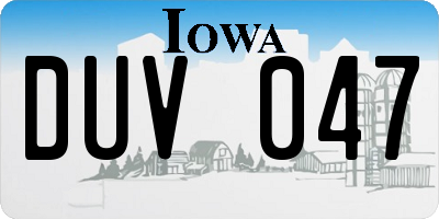 IA license plate DUV047