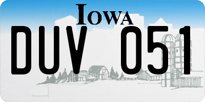 IA license plate DUV051