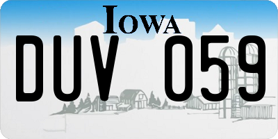 IA license plate DUV059