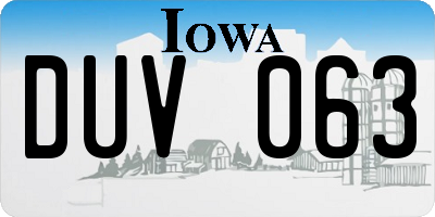 IA license plate DUV063