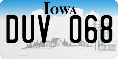 IA license plate DUV068