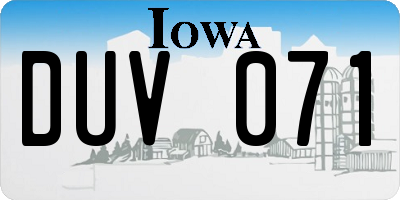 IA license plate DUV071