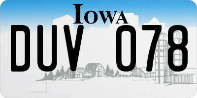 IA license plate DUV078