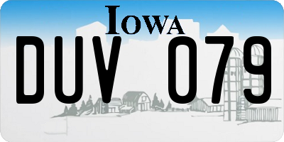 IA license plate DUV079
