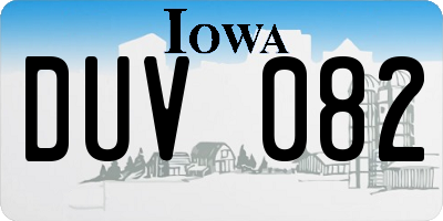 IA license plate DUV082