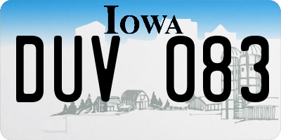 IA license plate DUV083