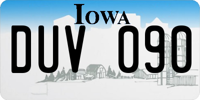 IA license plate DUV090