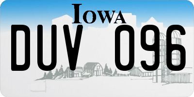 IA license plate DUV096