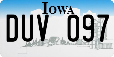 IA license plate DUV097