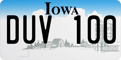 IA license plate DUV100