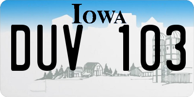 IA license plate DUV103