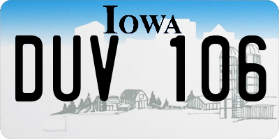 IA license plate DUV106
