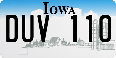 IA license plate DUV110