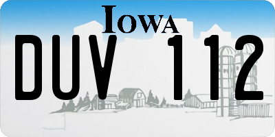 IA license plate DUV112
