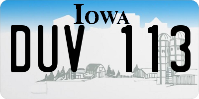 IA license plate DUV113