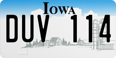 IA license plate DUV114