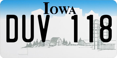 IA license plate DUV118