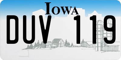 IA license plate DUV119