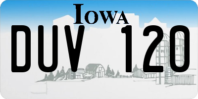 IA license plate DUV120