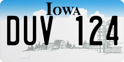 IA license plate DUV124