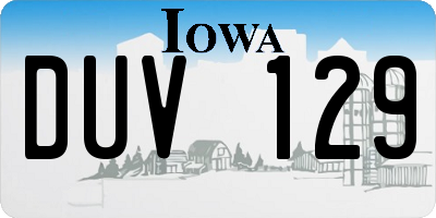 IA license plate DUV129
