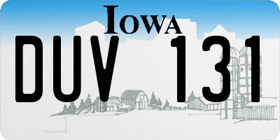 IA license plate DUV131