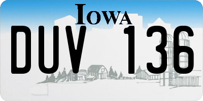 IA license plate DUV136