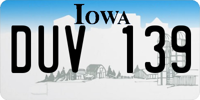 IA license plate DUV139