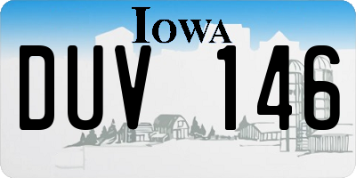 IA license plate DUV146