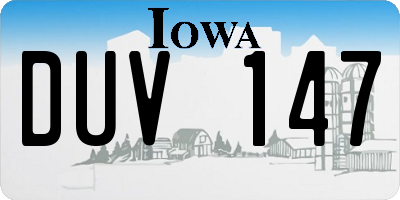 IA license plate DUV147