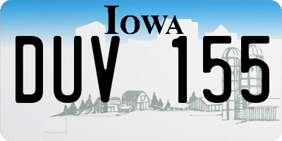 IA license plate DUV155