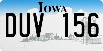 IA license plate DUV156
