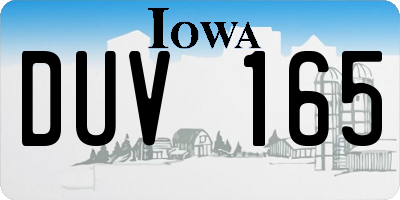 IA license plate DUV165