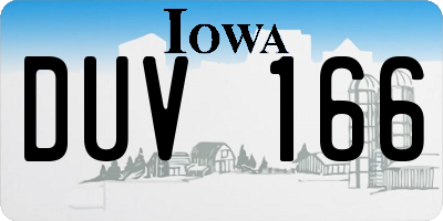 IA license plate DUV166