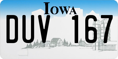 IA license plate DUV167