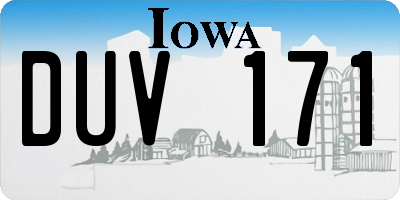IA license plate DUV171