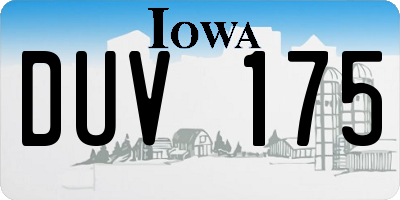 IA license plate DUV175