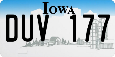IA license plate DUV177