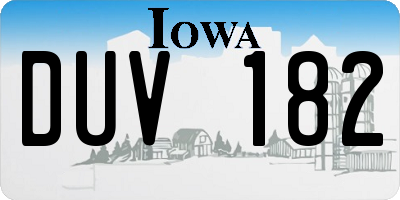 IA license plate DUV182