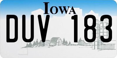 IA license plate DUV183