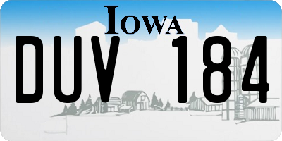 IA license plate DUV184