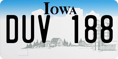 IA license plate DUV188
