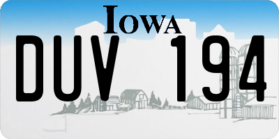 IA license plate DUV194