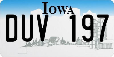 IA license plate DUV197